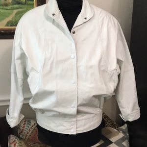 Vintage 80’s White Real Leather jacket